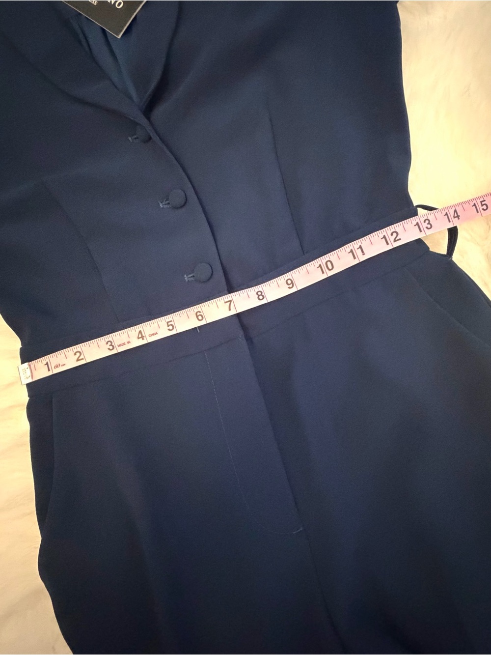 NWT Marciano By Guess Moira Navy Blue Long Sleeve Wide Leg Jumpsuit - Picture 8 of 10